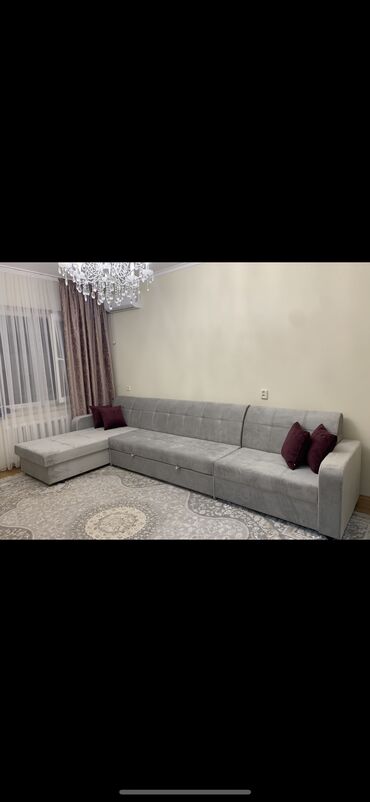 фабричная мягкая мебель: Диван-кровать, цвет - Серый, Б/у