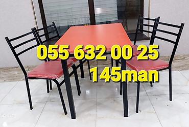 Mətbəx və yemək otağı üçün 4 nəfərlik masa-stul dəsti - Komplekt: 1 at lalafo.az Mətbəx və yemək otağı üçün 4 nəfərlik masa-stul dəsti - Komplekt: 1