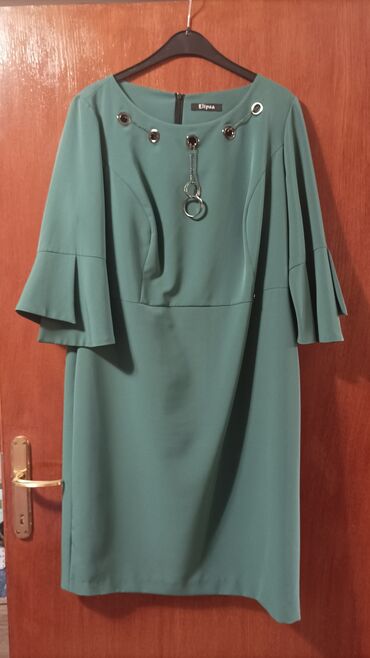 Dresses: 3XL (EU 46), color - Turquoise, Cocktail, Short sleeves