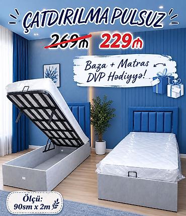 Baza + matras dəsti, DVP hədiyyə - Ölçü: 90 sm x 2 m - Açılan