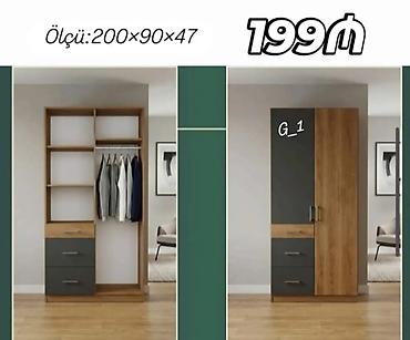 qoşa yataq: G_1 model paltar şkafı - Ölçü: 200 × 90 × 47 sm - İkili qapılı — 1