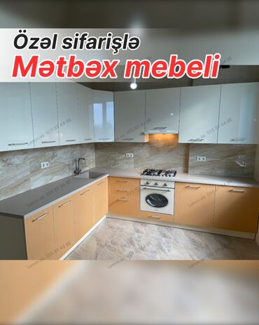 ремонт кухни в хрущевке: Özəl sifarişlə hazırlanmış mətbəx mebeli - L şəklində dizayn
