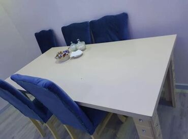 Masa və oturacaq dəstləri: Qonaq otağı üçün, İşlənmiş, Açılan, Dördbucaq masa, 8 stul