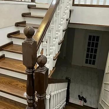 Деревянные лестницы: Деревянная лестница Для дома, Форма лестницы: Прямая, Стиль: Классический — 23