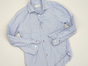 cekinowa koszula: Koszula 5-6 lat, stan - Dobry, wzór - W paski, kolor - Błękitny