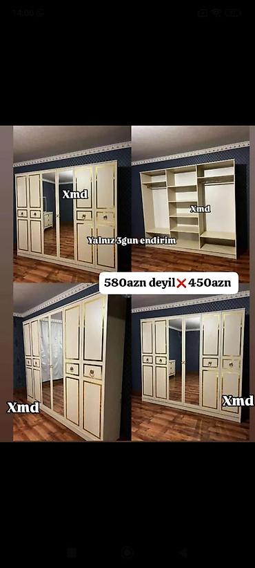 divar polkalari: Klassik üslublu iri paltar şkafı - Rəng: krem tonlarında, qızılı — 1