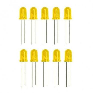 5 mm Sarı LED Paketi – 10 ədəd - Rəng: Sarı - Korpus ölçüsü: 5 mm
