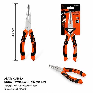 KMT Višenamenski špicasta klešta 200 mm - Tip: duga ravna klešta sa