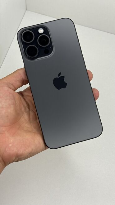 Apple iPhone: IPhone 15 Pro Max, Б/у, 256 ГБ, Jet Black, Защитное стекло, Чехол, 96 %