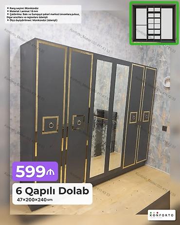 Мебель: 6 qapılı geyim dolabı - Ölçü: 47×200×240 sm - Material: 18 mm laminat — 1