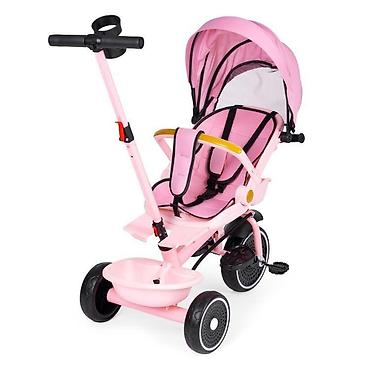 sandale 5cm: ECOTOYS 2u1 tricikl sa rotirajućim sedištem i sklopivom tendom – Pink — 1