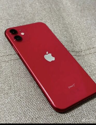 меняю варианты: IPhone 11, Колдонулган, 64 ГБ, Кызыл, Каптама, 76 %