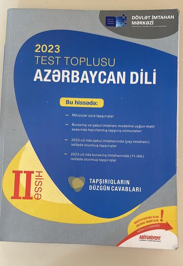 Kitablar, jurnallar, CD, DVD: Azərbaycan dili test toplusu 2ci hissə 2023cü il. Yenidir yazığı