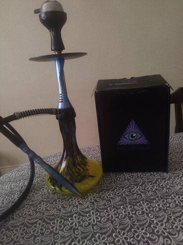 спортивные костюмы в баку: ALPHA HOOKAH komplekti - Şüşə kolba: sarı-yaşıl tonlarda naxışlı