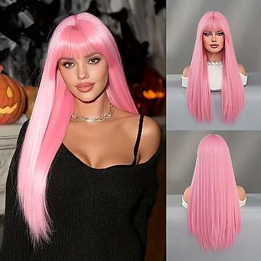 Perike i klipse: Perike – 3400 din Duga ravna perika sa šiškama, ombre prelaz crna → — 10