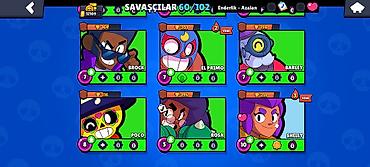 brawl stars 2: Brawl Stars hesabı – 60/102 döyüşçü - Kolleksiya: 60 döyüşçü açıq — 2