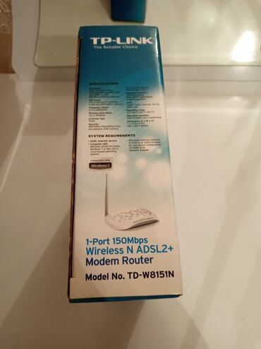 Modemlər və şəbəkə avadanlıqları: TP-LINK
1-Port 150Mbps
Wireless N ADSL2+
Modem Router — 8