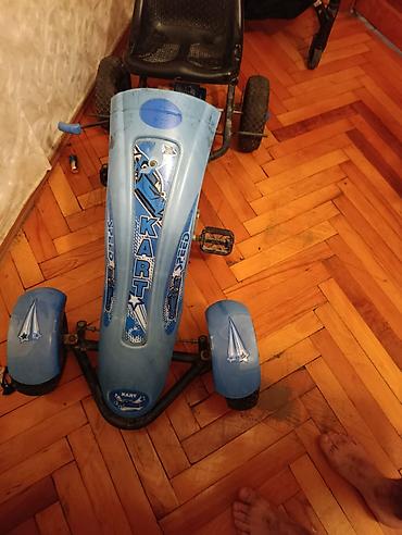 deri plas: Uşaq pedallı kart (go-kart) - Rəng: mavi, dekorativ “KART / SPEED” — 1