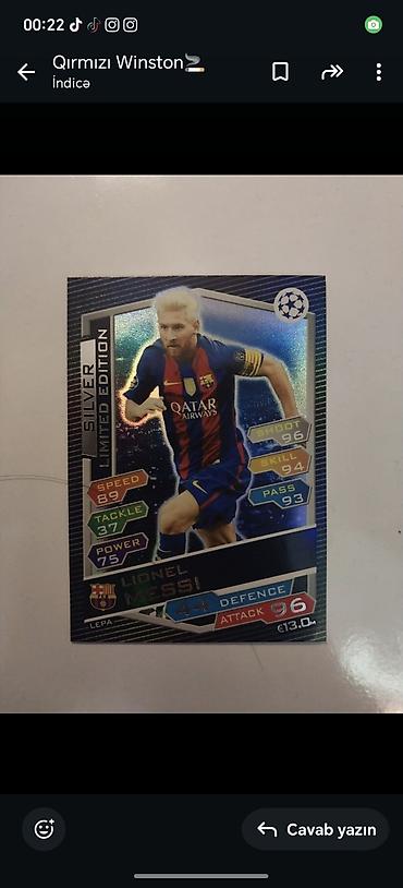 messi: Topps Match Attax kolleksiya kartı – “Silver Limited Edition” Lionel — 1