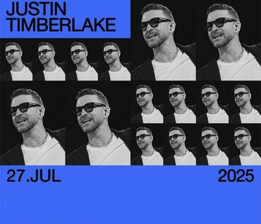 ad yazilan sekiller: Cazibədar Justin Timberlake konsert afişası, müğənninin müxtəlif