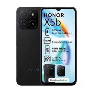 tek sexsiyyet vesiqesi ile kredit telefon: Honor X6b, 128 ГБ, цвет - Черный, Отпечаток пальца, Face ID, Гарантия