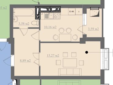 исфана дом: 1 комната, 42 м², Элитка, 8 этаж, ПСО (под самоотделку)