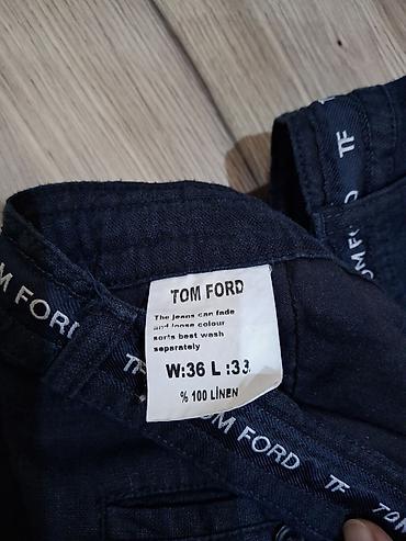 льняные штаны: Мужские брюки, Tom Ford, Б/у, цвет - Синий, Самовывоз — 2
