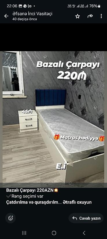 matras üzlüyü: Birnəfərlik, Bazalı, Pulsuz matras, Siyirməsiz, Azərbaycan — 7