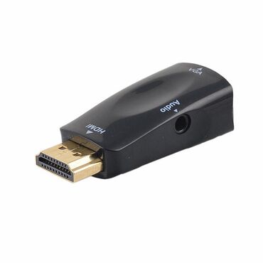 динамики для компьютера: Адаптер HDMI в VGA, 1080P, 3,5 мм, AUX аудио кабель, конвертер HDMI