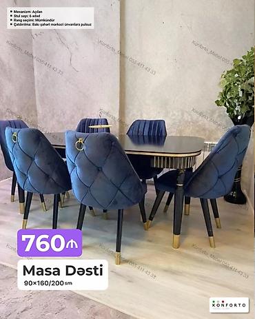 Ev və bağ: Masa Dəsti – 90×160/200 sm – Mexanizm: Açılan – Stul sayı: 6 ədəd — 1
