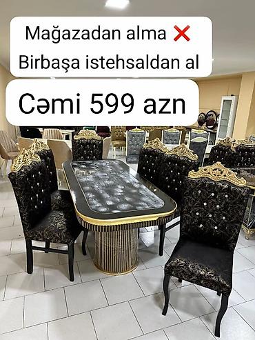pemo luks: Qonaq otağı üçün, Yeni, Açılmayan, Dördbucaq masa, 6 stul — 1