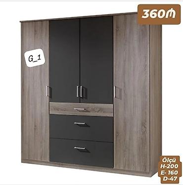 Paltar dolabları, qarderoblar: G_1 geyim dolabları Model 1 – 2 qapılı (ağ) - Ölçü: 200 × 90 × 47 sm — 10