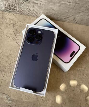 Apple iPhone: IPhone 14 Pro, Новый, 256 ГБ, Deep Purple, Наушники, Зарядное устройство, Защитное стекло, 100 %