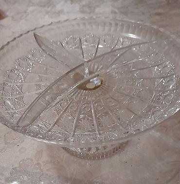 meyvə qablari: Şüşə/kristal servis qabı – 3 bölməli - Material: qalın, şəffaf şüşə — 2