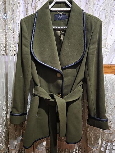 deri jaket: Qadın paltosu – ICON - Rəng: zeytun-yaşıl - Model: beldən kəmərli — 4