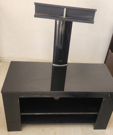 саат часы: Телевизордун шкаф жана стенди, Полго орнотулма, ЛДСП, түсү - Кара