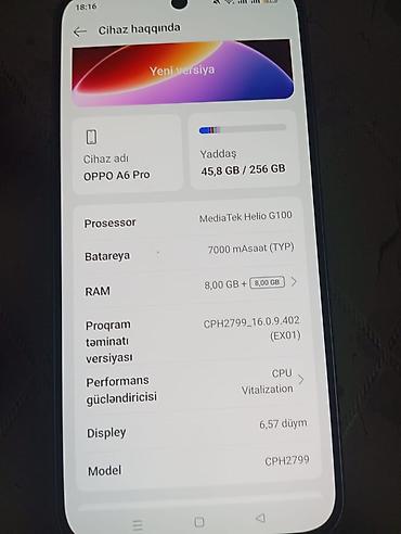 oppo 12 pro: Oppo A6 Pro, 256 GB, rəng - Gümüşü — 4