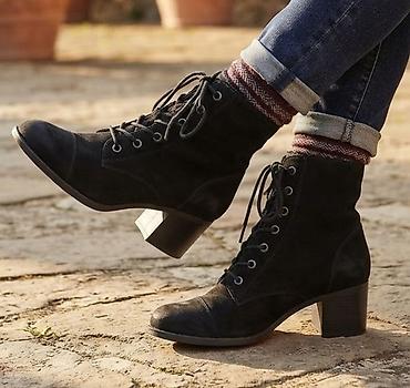 replay crne espadrile: Ženske čizme na pertlanje, crne - Materijal: meka brušena koža — 1