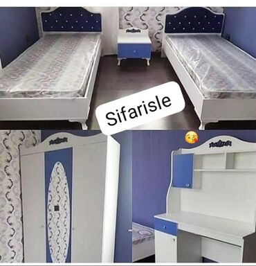 Yataq otağı dəstləri: İkinəfərlik çarpayı, 2 tumba, Termo, Dolab, Azərbaycan, Yeni — 5