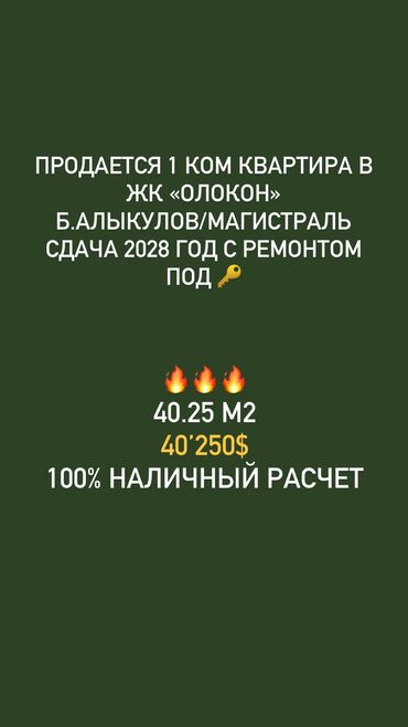 квартира ак босого: Курулуп жатат, Жеке план, 1 бөлмө, 40 кв. м