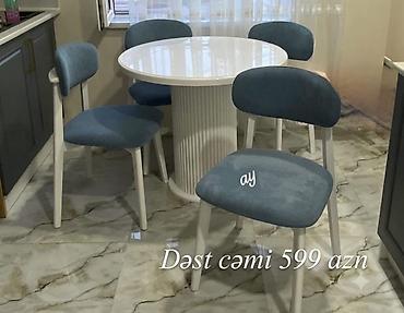 plastik stol stul: Mətbəx üçün masa–stul dəsti - Komplekt: 1 ədəd dairəvi masa + 4 ədəd — 1