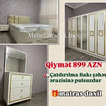 Yataq otağı dəstləri: İkinəfərlik çarpayı, Dolab, Termo, 2 tumba, Azərbaycan, Yeni — 28