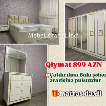 Kreslolar: 2 təknəfərlik çarpayı, Dolab, Tumba, 2 tumba, Azərbaycan, Yeni