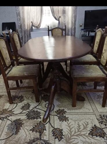 мебель горка: Для гостиной, Б/у, Нераскладной, Овальный стол, 5 стульев