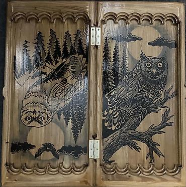 Нарды: Нарды ШАХМАТЫ на заказ ручной работы из дерева, украшенные резьбой — 11