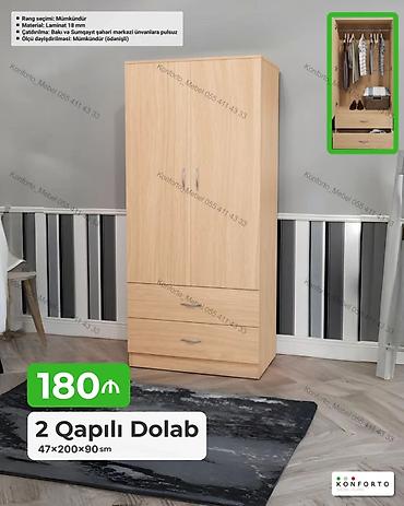 2 qapılı geyim dolabı Ölçülər: 47 × 200 × 90 sm Material: 18 mm