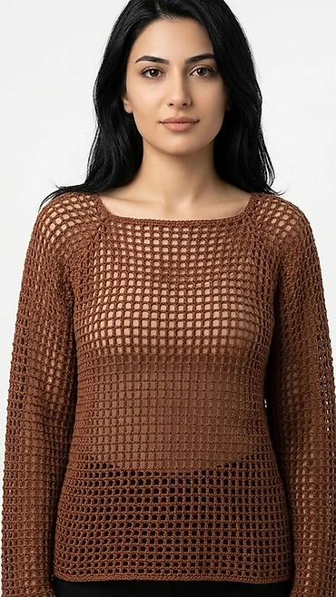 Sviterlər: Qadınlar üçün toxunma tor naxışlı sviter - Material: yumşaq iplikdən — 1