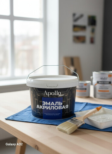 краска половая: Эмаль акриловая от Apollo Paint в банке с ручкой. Подходит для