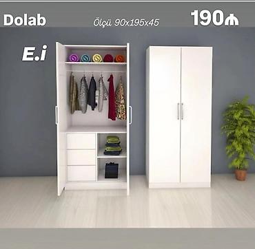 qalin adyal: İki qapılı ağ dolab Ölçü: 90×195×45 sm Qiymət: 190 ₼ Xüsusiyyətlər: - — 1