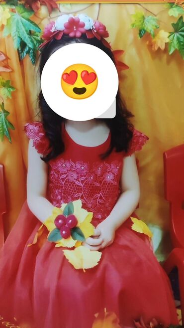 Верхняя одежда: Детское платье, цвет - Красный, Б/у